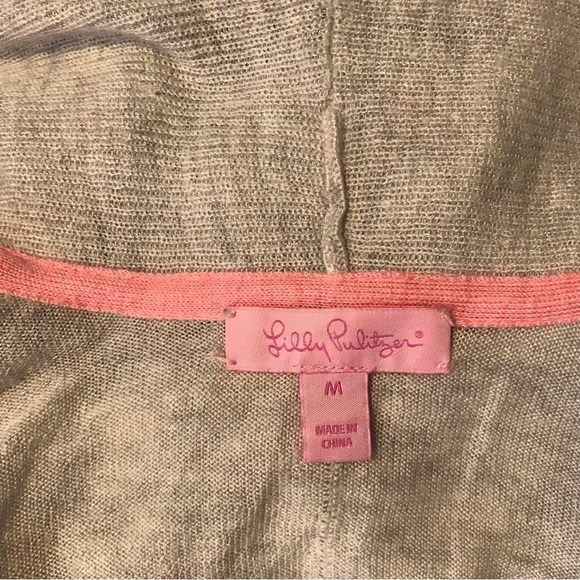 Lilly Pulitzer Medium Gray Bridget Open Cardigan Fringe Cashmere Blend Cardigan - Picture 7 of 9